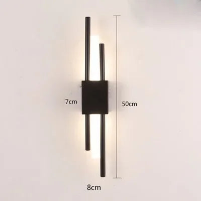 Gold Tube Wall Sconce Iron Acrylic Modern Bedroom Living Room Lamps
