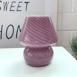 Striped Mushroom Glass LED Desk Lamp in Korean Ins Style