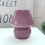 Striped Mushroom Glass LED Desk Lamp in Korean Ins Style