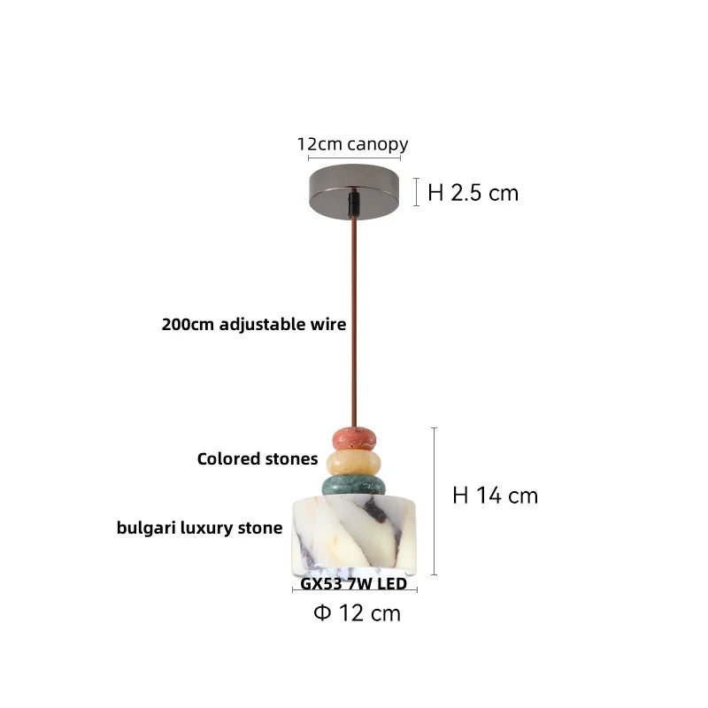 White Glass Ball LED Pendant Lamp Modern Luxury Stone Hanging Light
