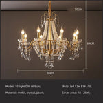 Gold Crystal Pearl Chandelier LED Pendant Lights Luxe Living Room Decor