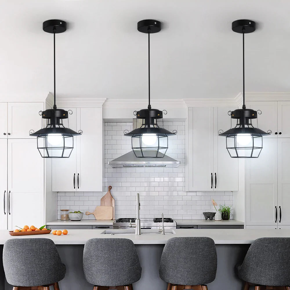 Retro Industrial Pendant Light Fixture for Kitchen Island Dining Room Decor