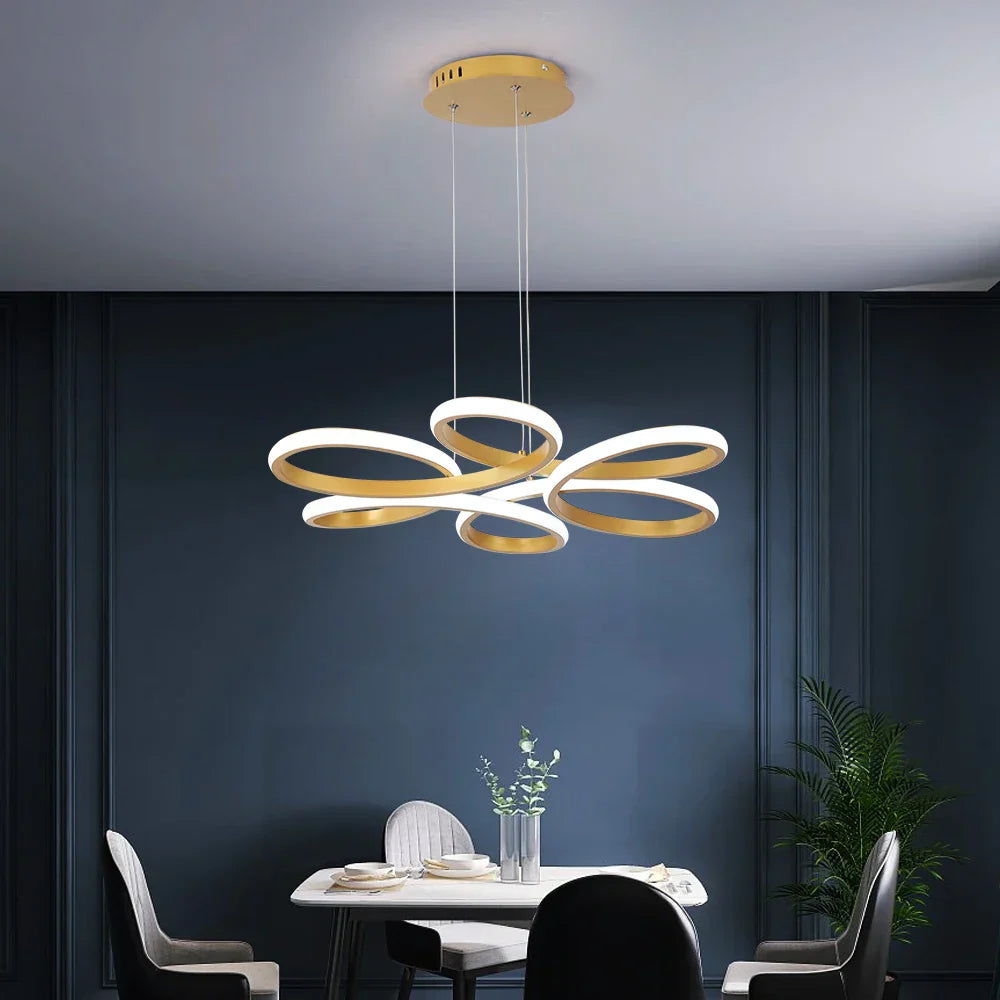 Modern Acrylic Aluminum LED Chandelier with Remote Control Dimming