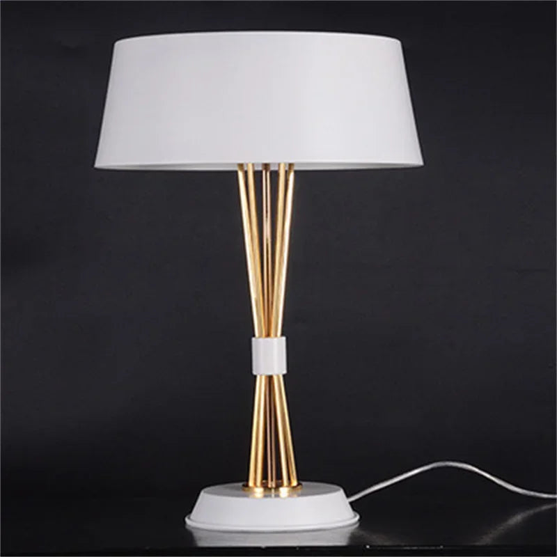 Modern Gold LED Table Lamp with White Lampshade for Luxe Home Decor