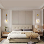 Nordic Brass Glass Wall Sconce: Elegant Living Room Bedside Lighting