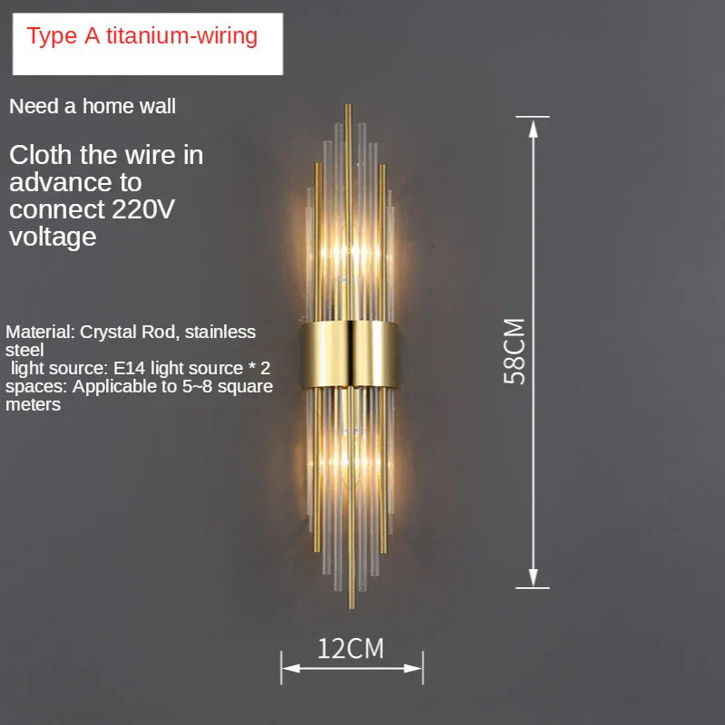 Crystal Copper Wall Lights: Postmodern Luxe Bedroom & Living Room Lighting