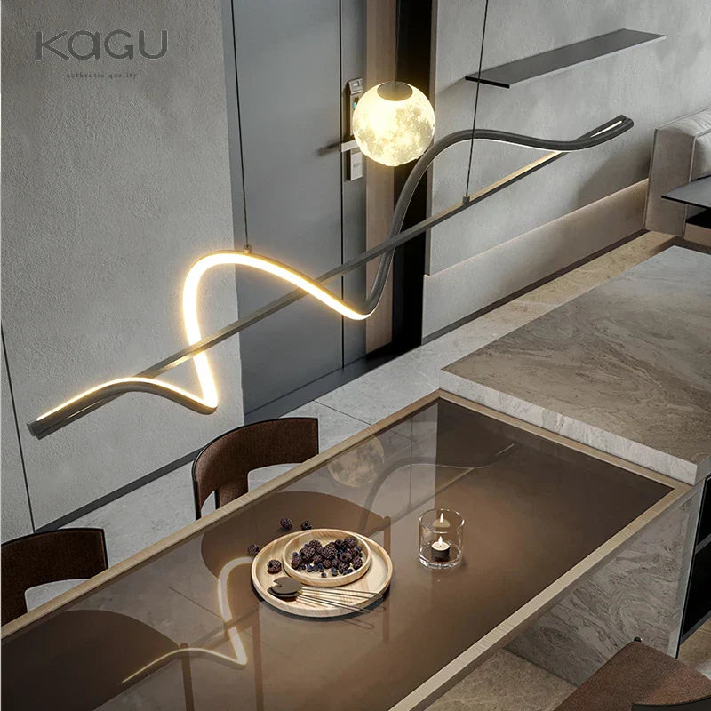 LED Pendant Light - Modern White/Black Long Line for Home, Restaurant, Office