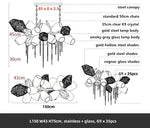 Glass Shades LED Chandelier Stairs Art Metal Lighting Luxe Chain Hanging Lamp