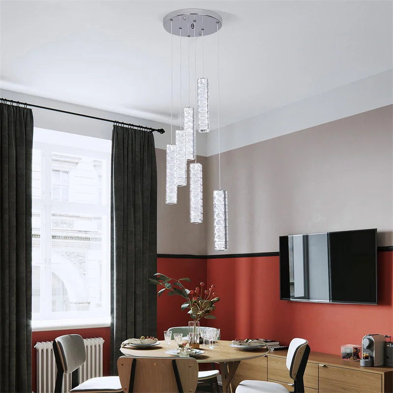 Modern K9 Crystal Chandelier Pendant Light for Living Dining Room Home Decor