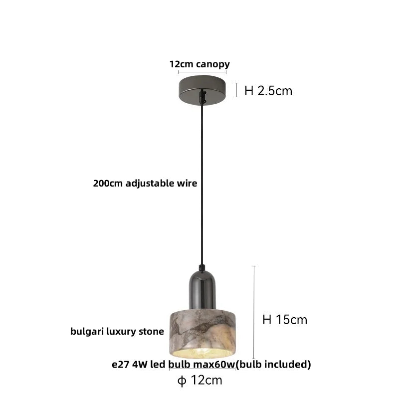Afralia™ Wabi Sabi LED Pendant: Adjustable Wire, Bulgari Marble, Carbon Steel, Home Decor