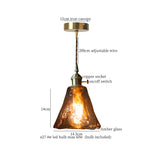 Afralia™ Stone Glass LED Pendant Light Japanese Vintage Copper Hanging Lamps