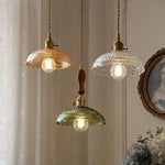 Nordic Flower Glass LED Pendant Lamp in Walnut Gold Copper Wood for Home Decor