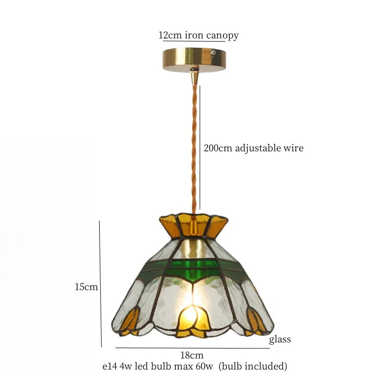 Tiffany Style Glass LED Pendant Light for Home Decor & Cafe Bar