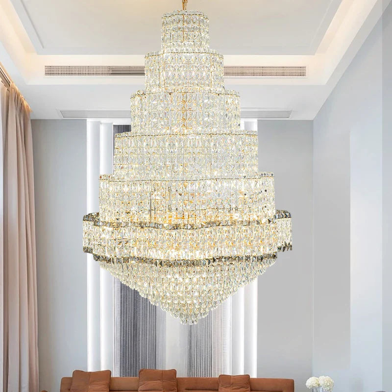 Modern Crystal Duplex Chandelier for Luxurious European Style Villa Living Room