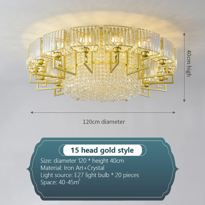 Luxury Crystal Ceiling Light for Living Room, Bedroom, Dining - Modern and Simple