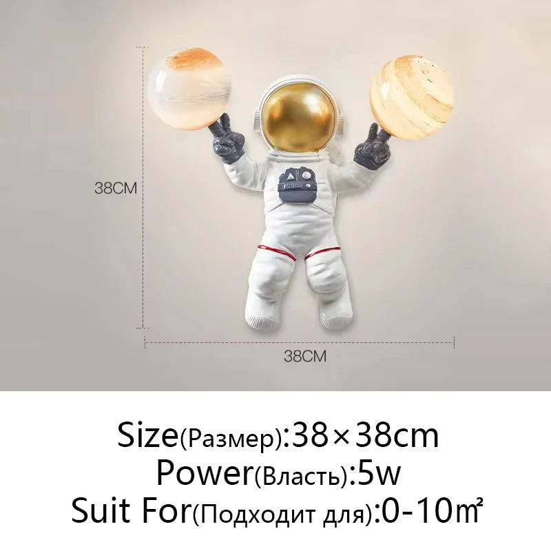 Astronaut Moon Planet Table Lamp Night Light Bedroom Decor Spaceman Theme