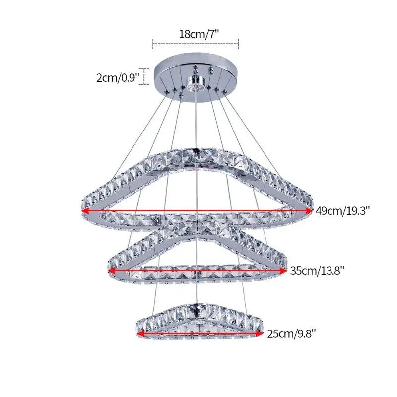 Crystal Triangle Chandelier: Modern K9 Pendant Light for Living & Dining Room