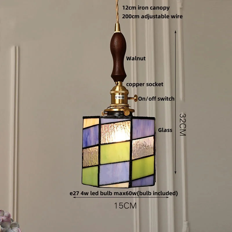 Afralia™ Ceramic Knob Switch LED Pendant Lamp, Nordic Walnut Wood Hanging Light Fixtures for Living Room