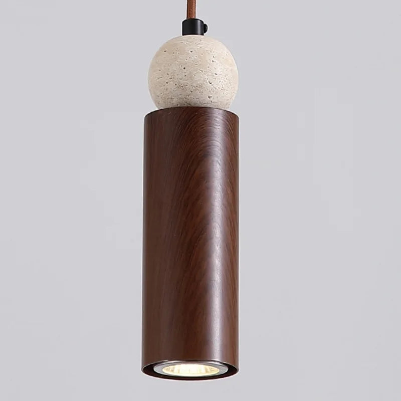 Afralia™ Vintage LED Pendant Light Fixture Iron Yellow Travertine Hanging Lamps Luminaire