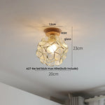 White Ceramic LED Ceiling Lamp Wood Ash Nordic Modern Copper Light
