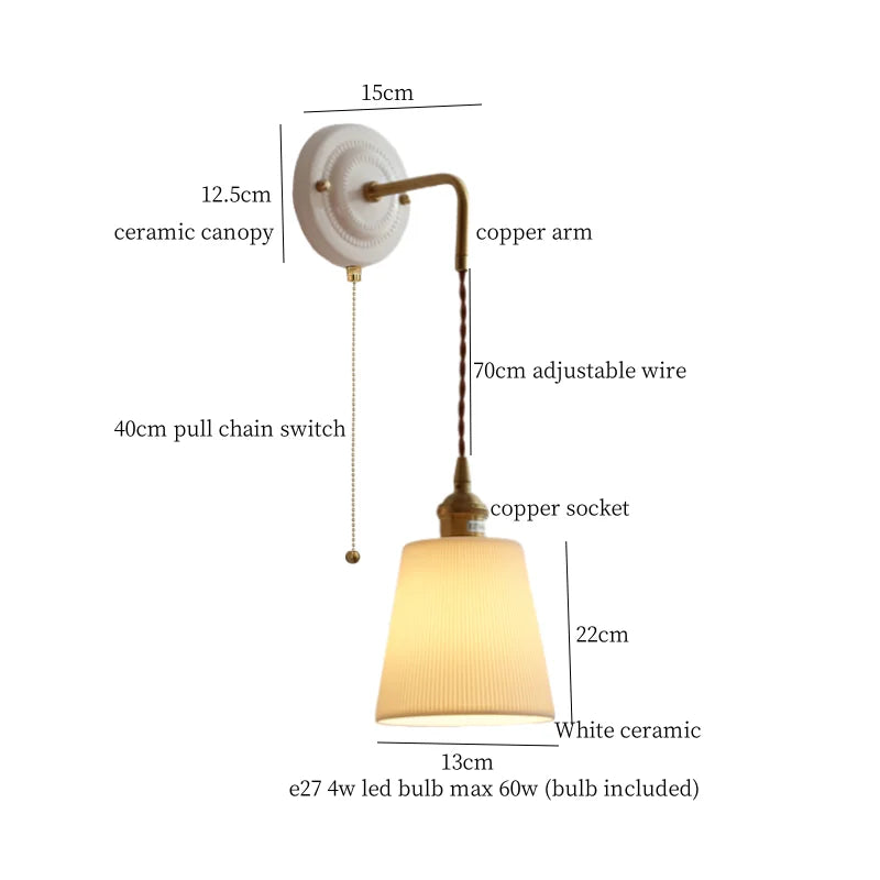 Afralia™ Adjustable LED Wall Sconce Lamp Stripe Ceramic Copper Mirror Bedside