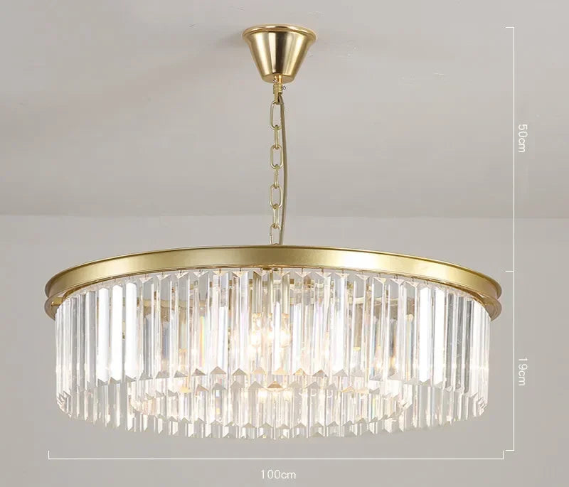 Metal Crystal Pendant Light Chandelier for Living Room, LED Hanging Lamp