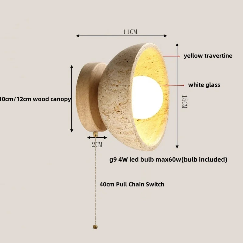 Travertine LED Wall Light - Modern Nordic Design for Hotel Dining Room