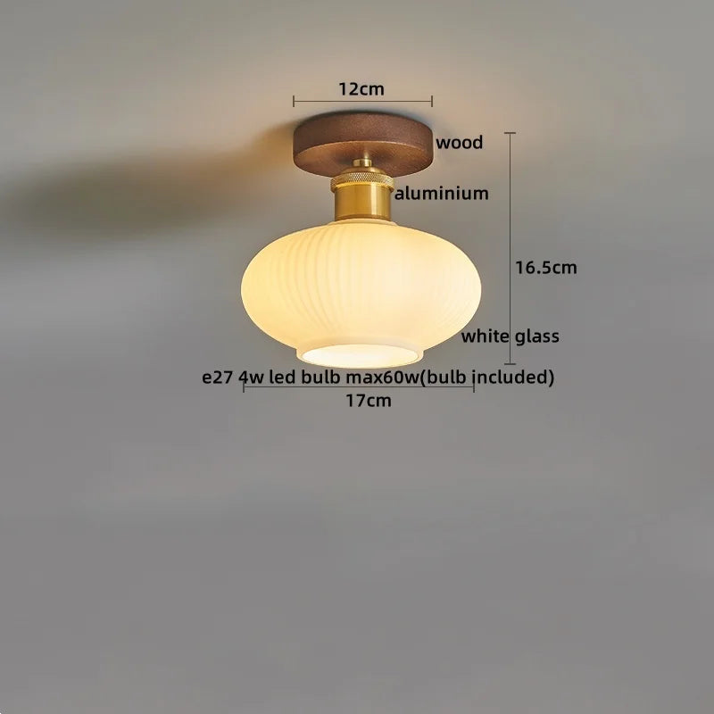 Wood Glass LED Ceiling Lights Modern Luminaria De Teto for Home Décor