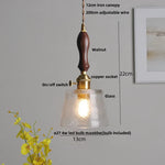 Walnut Wood LED Pendant Lights Colorful Glass Modern Kitchen Luminaira