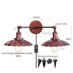 Industrial Retro LED Wall Lamp with Two Heads and Pull Chain Switch