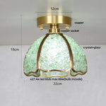 Copper Canopy LED Ceiling Light Glass Crystal Nordic Modern Decor for Home