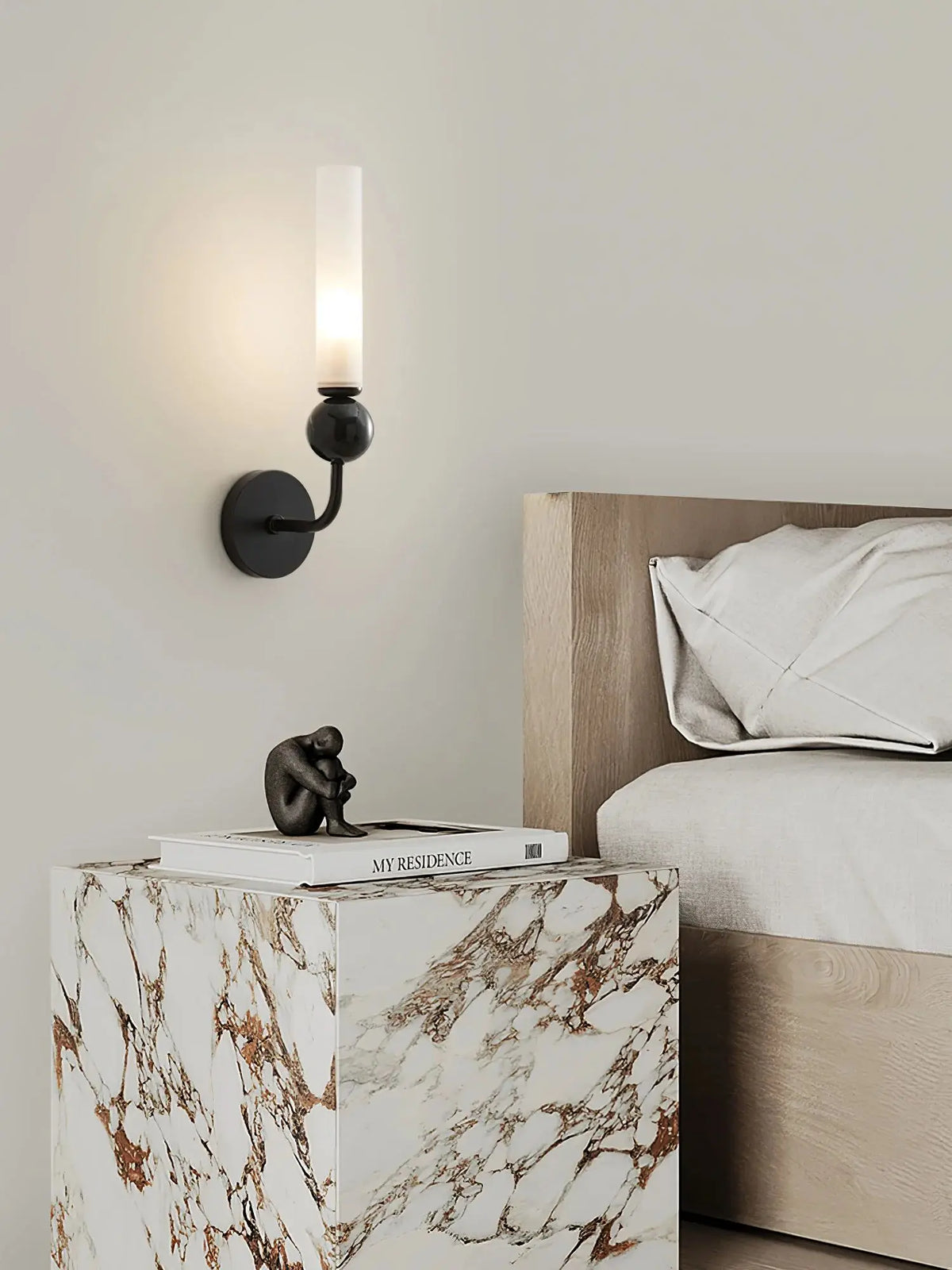 Modern Copper Base Glass Shade Wall Lamp for Living Room Lighting