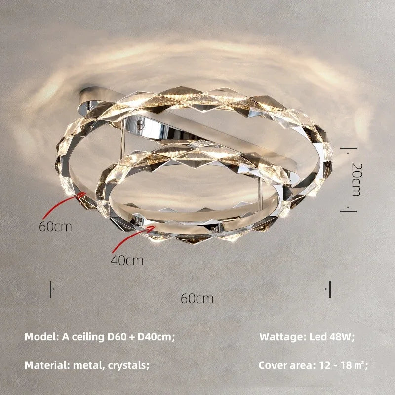 Crystal Chandelier Pendant Light - Dimmable Modern Luxury LED Chrome Luminaria