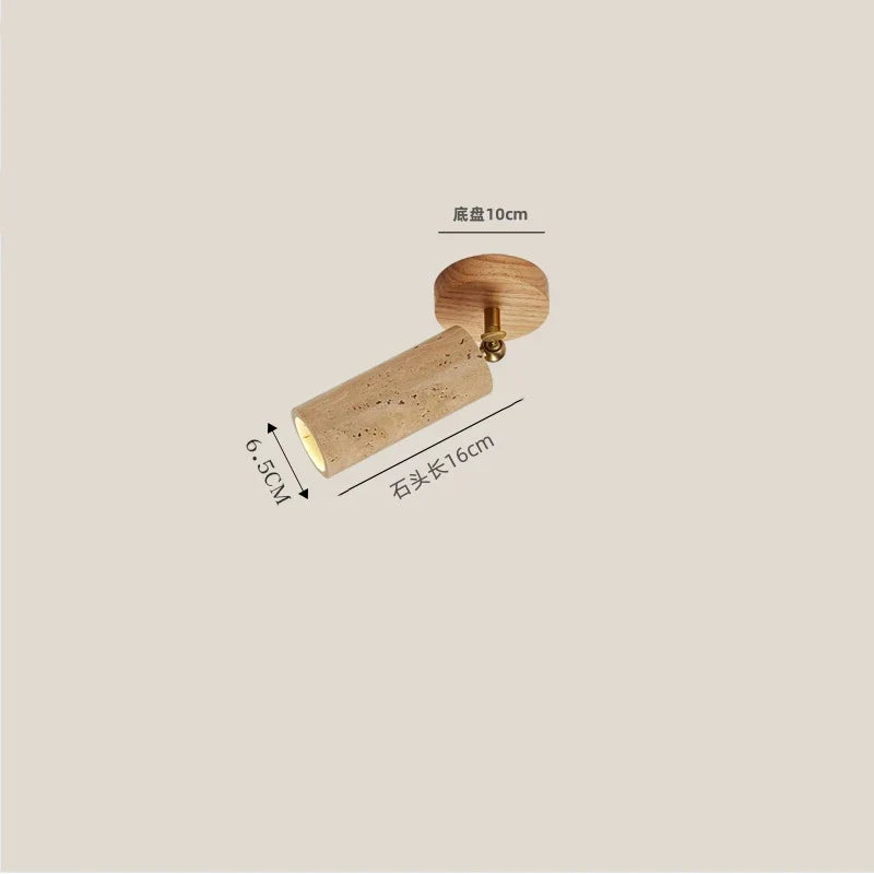 Stone Ceiling Lamp Spot Light Adjustable Angle Wood Base