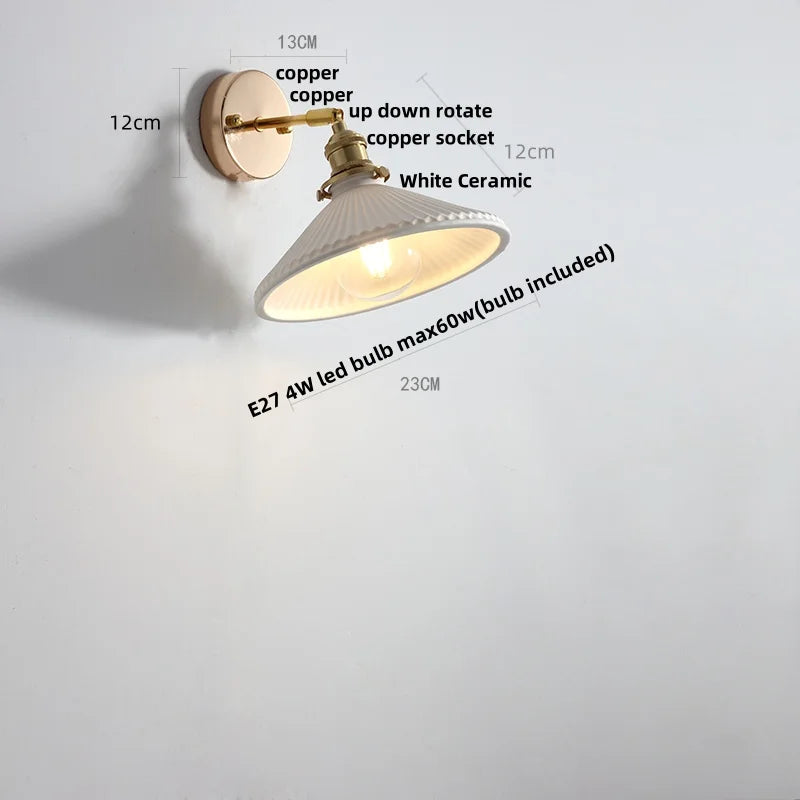 Ceramic Canopy LED Wall Sconce Modern Bedroom Light Fixture