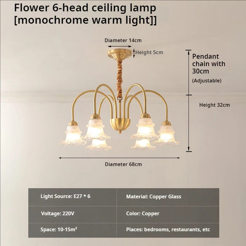 Luxury European Copper Chandelier for Living Room, Bedroom, and Dining Room