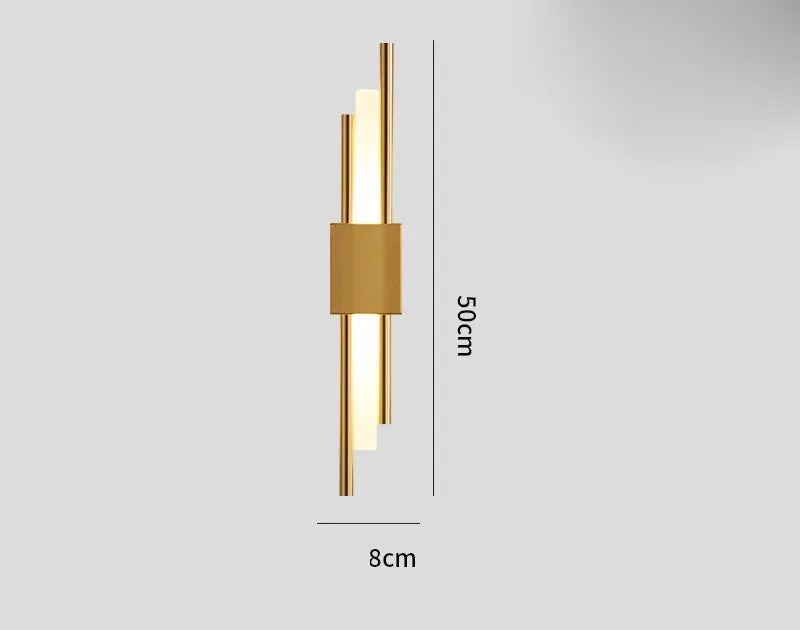 Gold Tube Wall Sconce Iron Acrylic Modern Bedroom Living Room Lamps