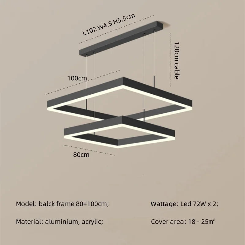 Modern Straight Pendant LED Light - Minimalist Painted Aluminium Chandelier