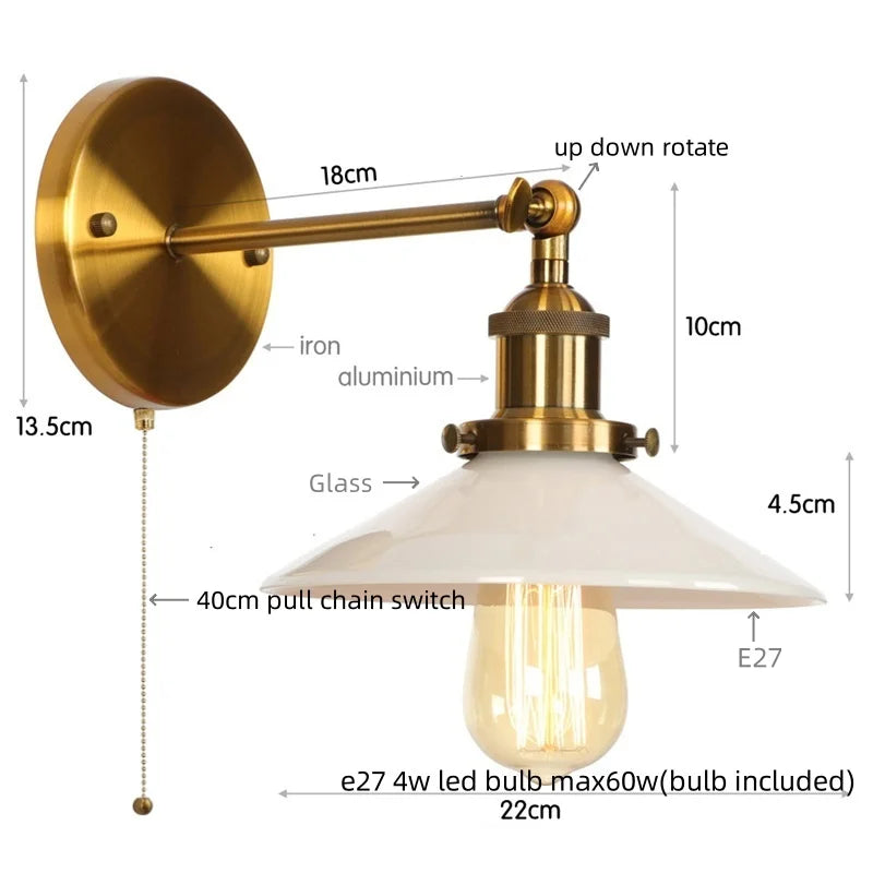 LED Wall Lights: Industrial Style Bedside Lamp for Kitchen, Reading, Cafe - White Class