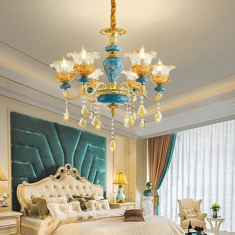 Luxury Ceramic Crystal Chandelier for Living Room, Bedroom, and Restaurant