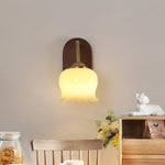 Walnut Wood LED Wall Light Fixture Modern Simple Bedside Sconce Lampara