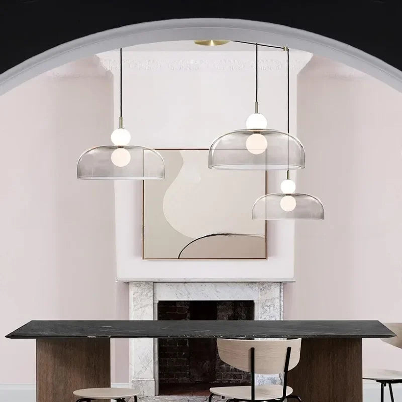 Double Balls Glass Chandelier Pendant Light for Kitchen Dining Room