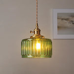 Green Glass LED Pendant Light: Nordic Modern Hanging Lamp for Dining & Bedroom