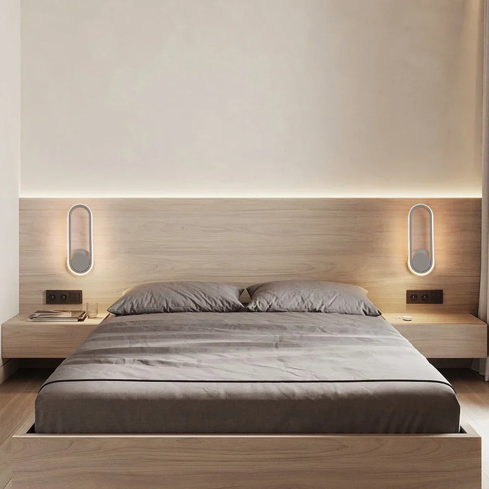 Modern White LED Wall Sconce Rotational Light Fixture for Bedroom Living Room