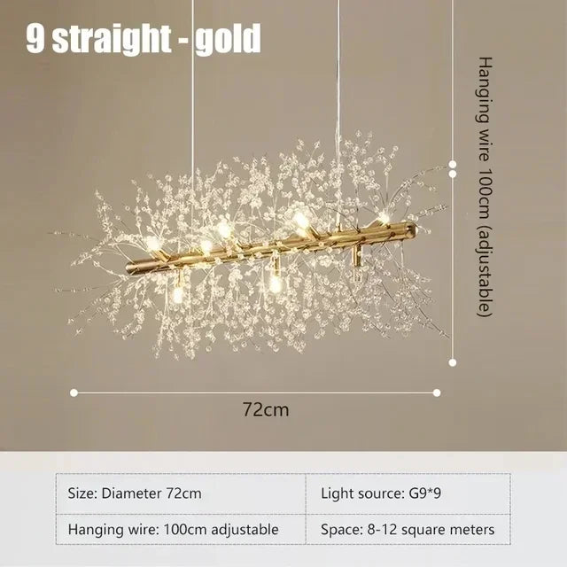 Dandelion Crystal Ceiling Lamp Chandelier for Bedroom Dining Room Kitchen Island