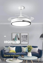 Copper Ceiling Fan with Energy-saving Lighting, Modern Style, 6-speed Variab