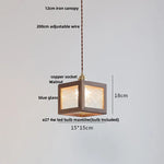 Walnut Wood Resin LED Pendant Lamp Adjustable for Modern Nordic Living Room
