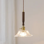 LED Walnut Copper Pendant Light with Knob Switch - Modern Style Lighting Fixtures