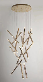Modern LED Spiral Chandelier Cylinder Gold Chrome for Penthouse Villa