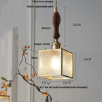 Walnut Wood LED Pendant Lamp with Cyan Glass Shade